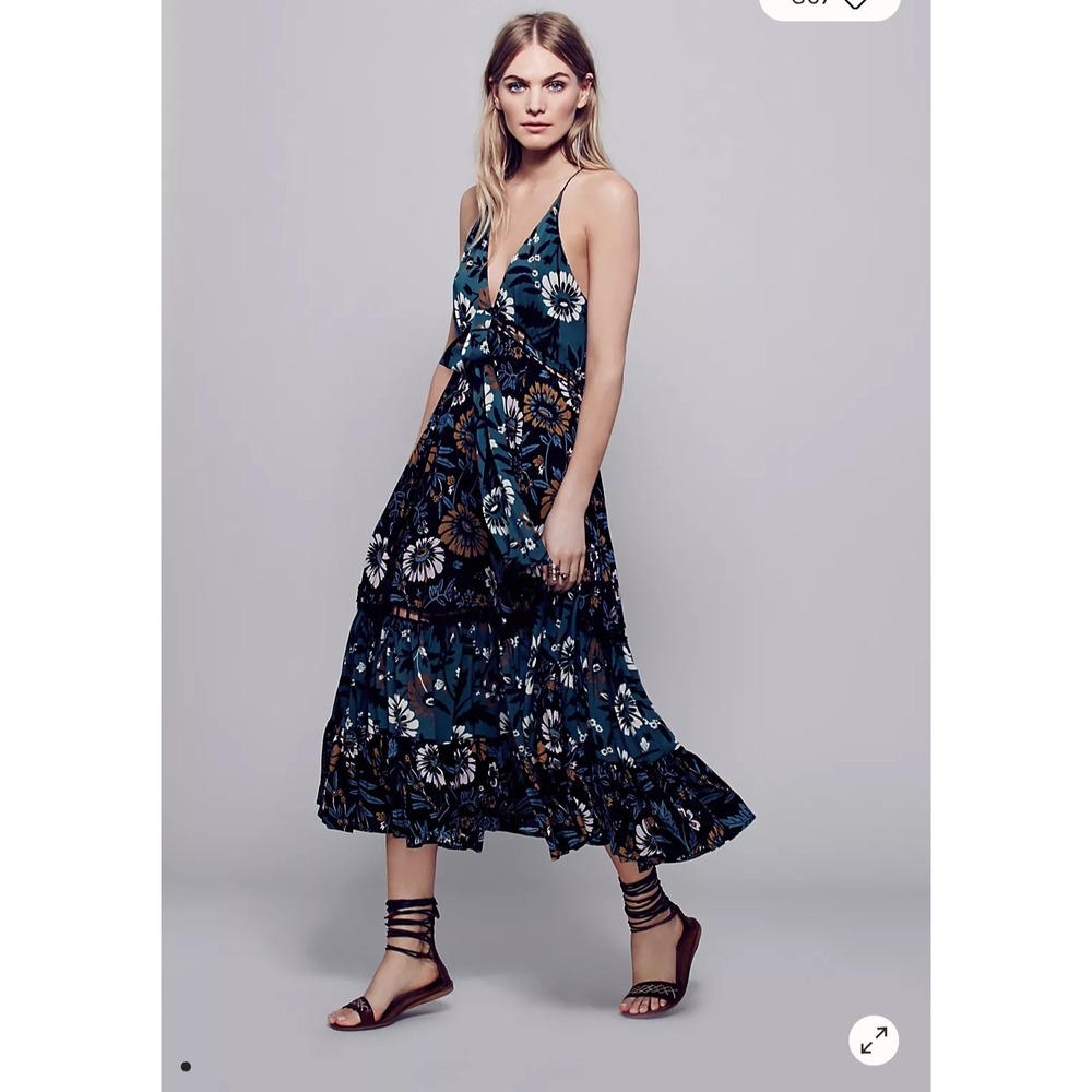 Free people maxi dress floral Pages of gold boho size xs-‎ flaw